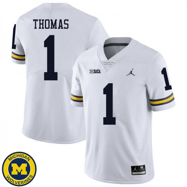 Men University of Michigan #1 Ambry Thomas White Jordan Brand NCAA Football Jersey